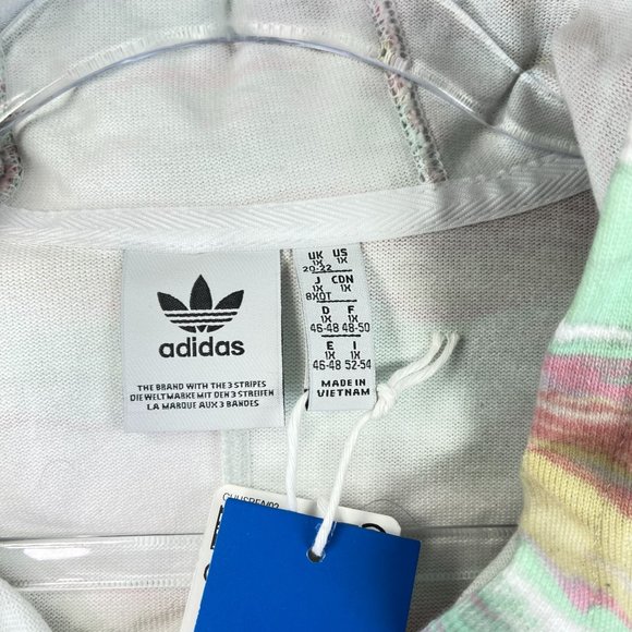 NEW ADIDAS ORIGINALS Womens 1X Plus Cropped Hoodie Multi Color Pastel Pullover - Picture 10 of 11